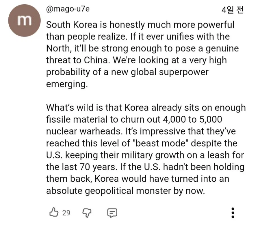 한국은 핵 미사일을 만들 능력을 갖추었다는 X유저들_8.webp