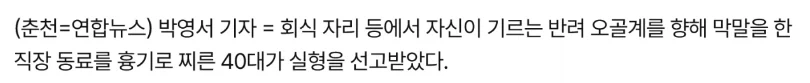 자신의 애완동물을 조롱한 직장동료를 칼로 쑤신 40대 실형_1.webp