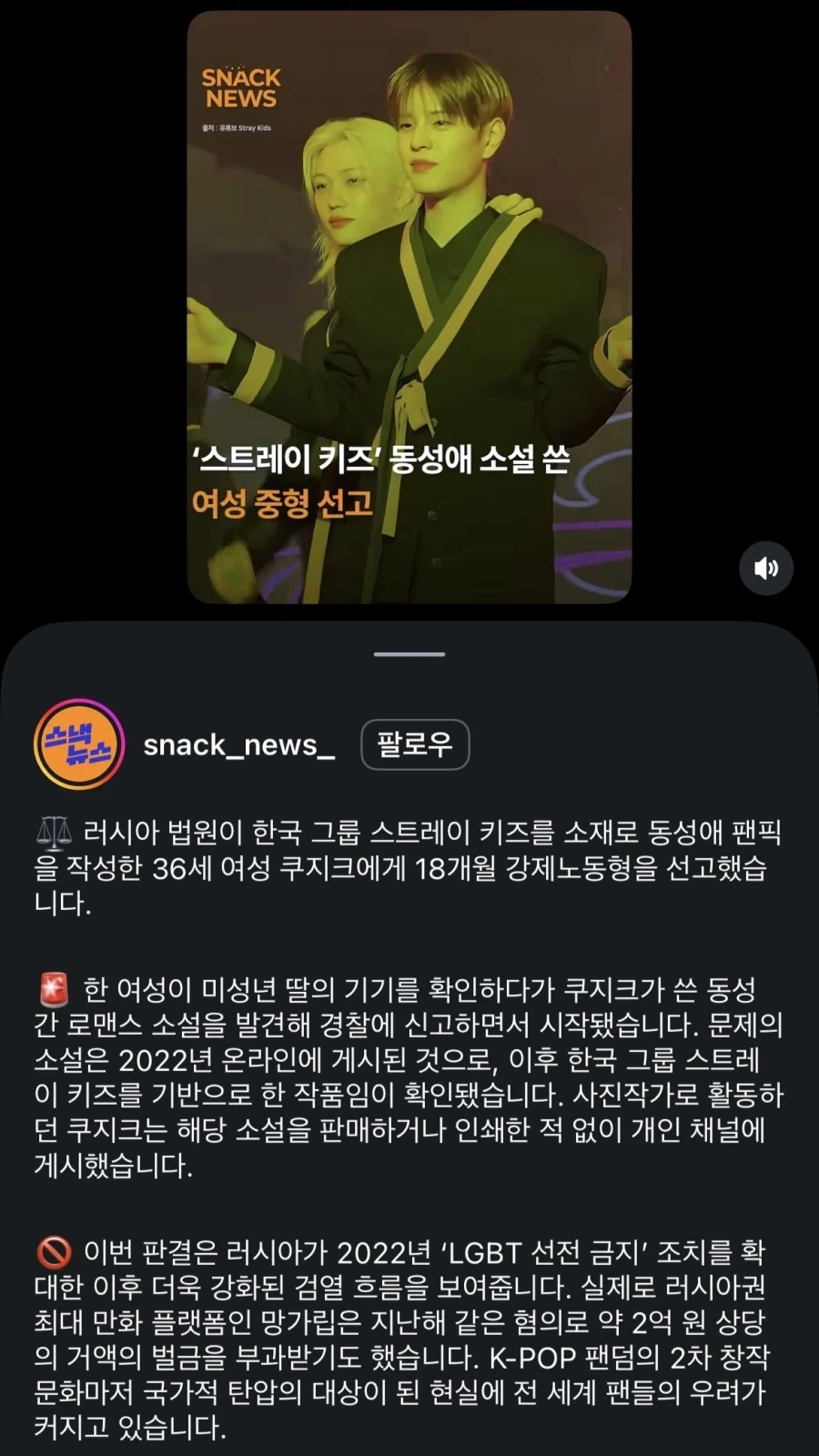 ‘스트레이키즈‘ 보이그룹 동성애 소설 쓴 여성 강제노동형_1.webp