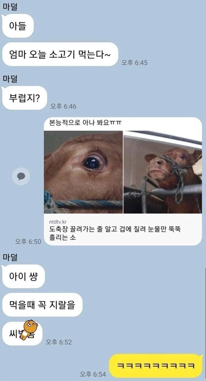 엄마 : 아들~ 엄마 소고기 먹는다 ~ 부럽지?_1.webp