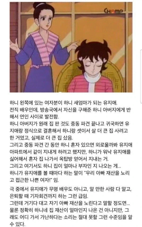 달려라 하니에서 하니가 싫어하는 그 아줌마와의 관계가 어떤 설정이냐면.jpg_1.webp