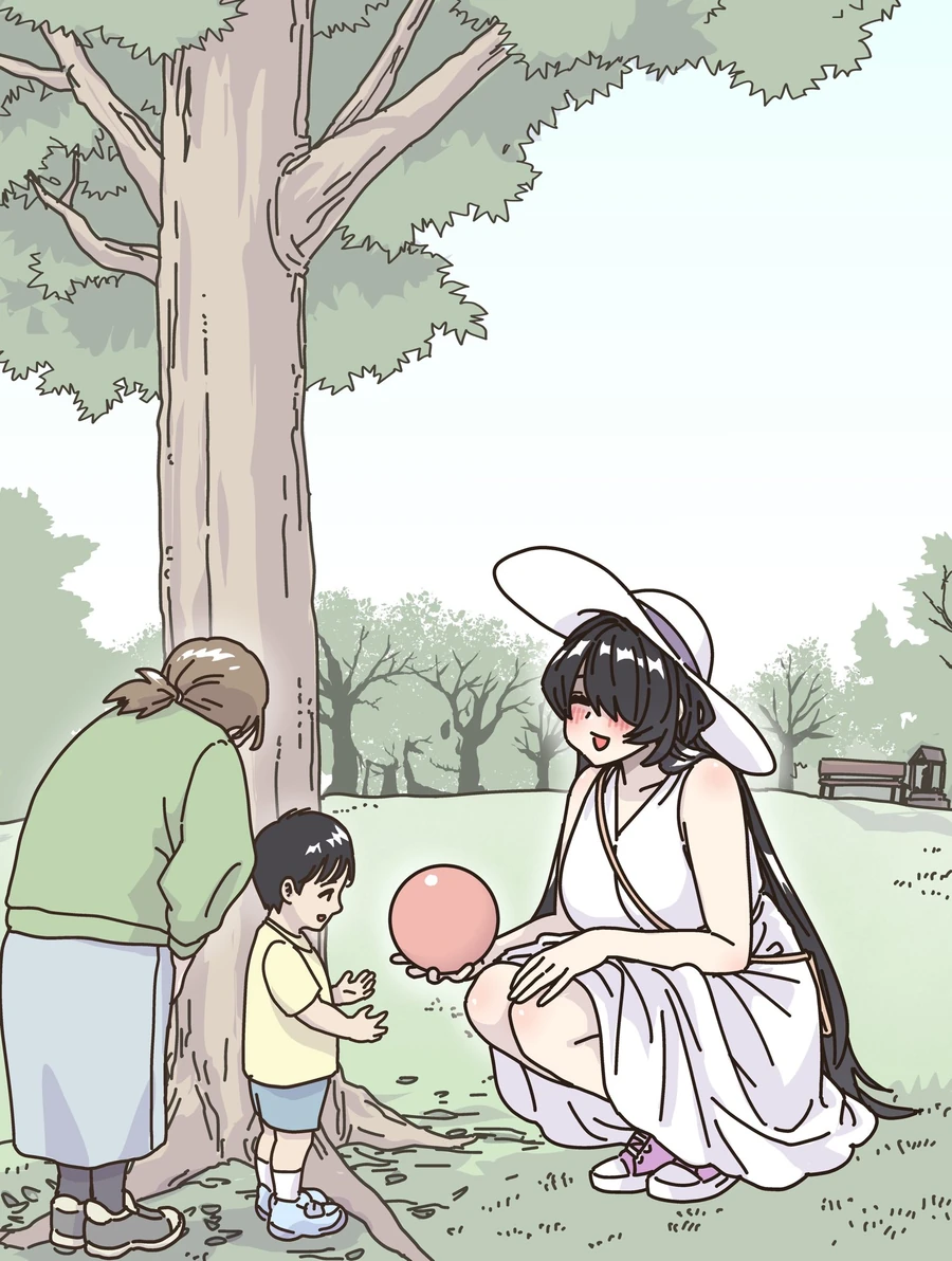 나무에 올라간 공을 주워주는 팔척이.manhwa_2.webp