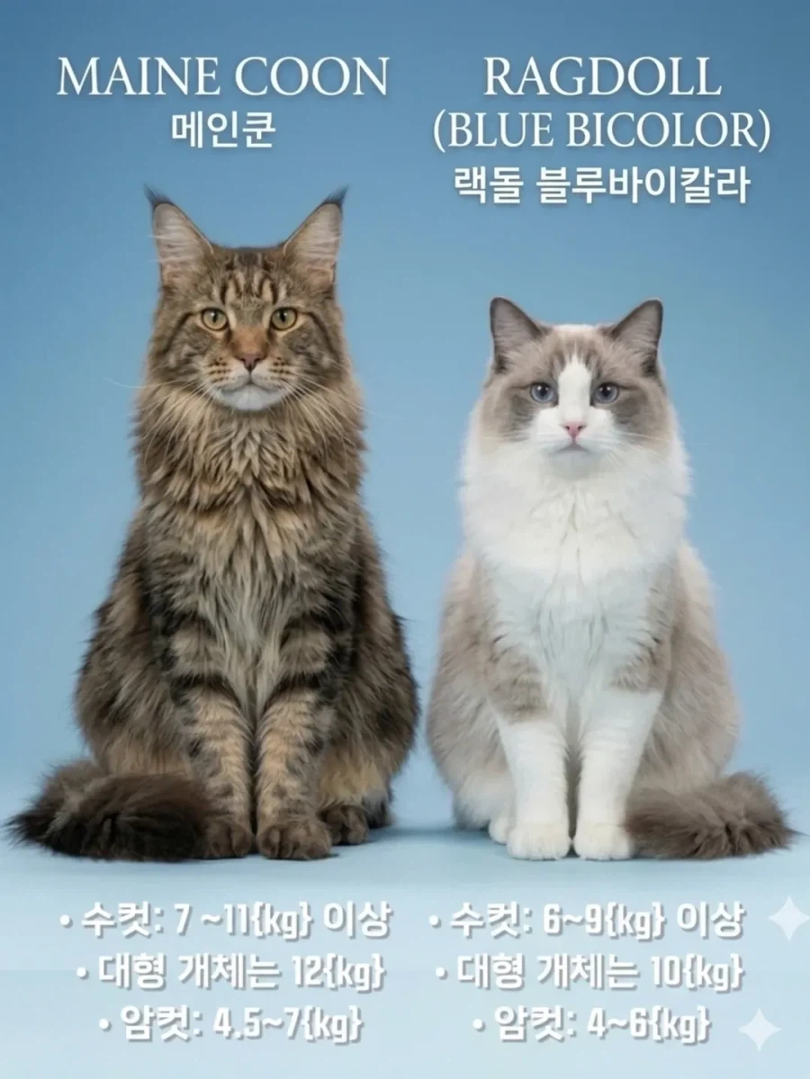 메인쿤 VS 랙돌 VS 놀숲 VS 시베리안 크기 비교_2.webp
