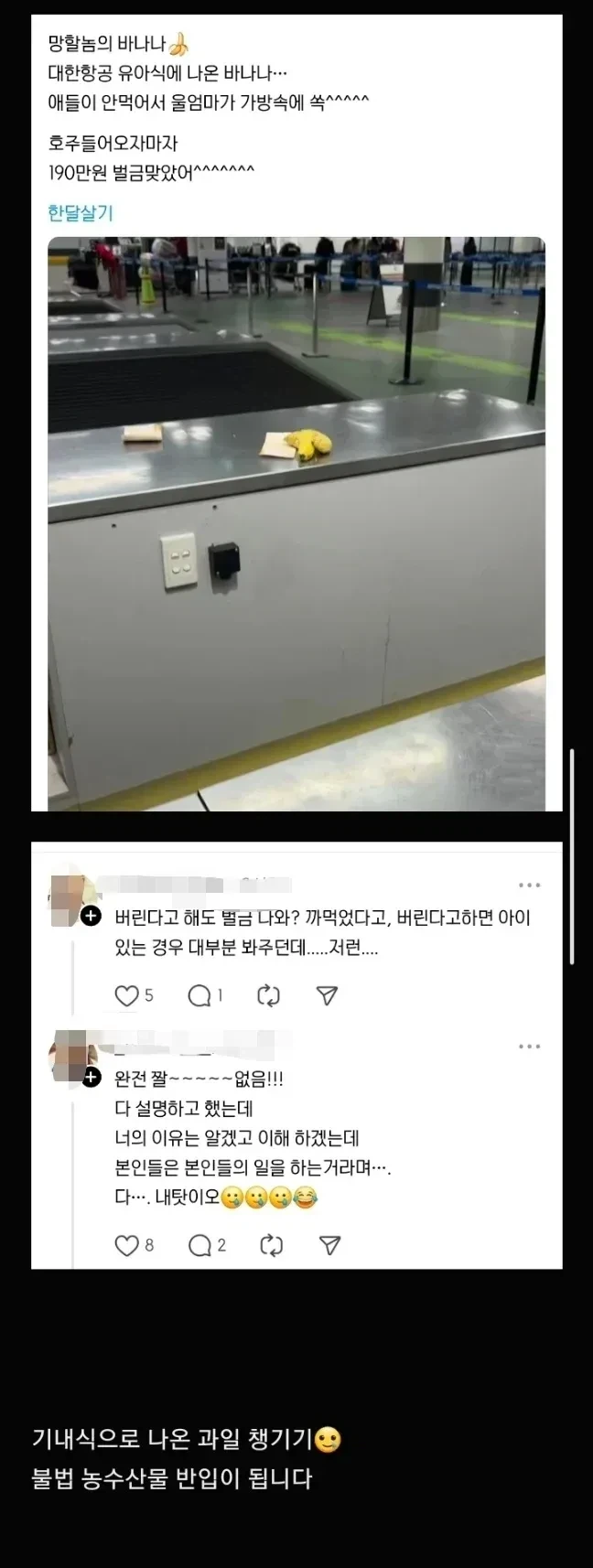 먹고 남은 과일 가져왔다고 벌금 190만원...._1.webp