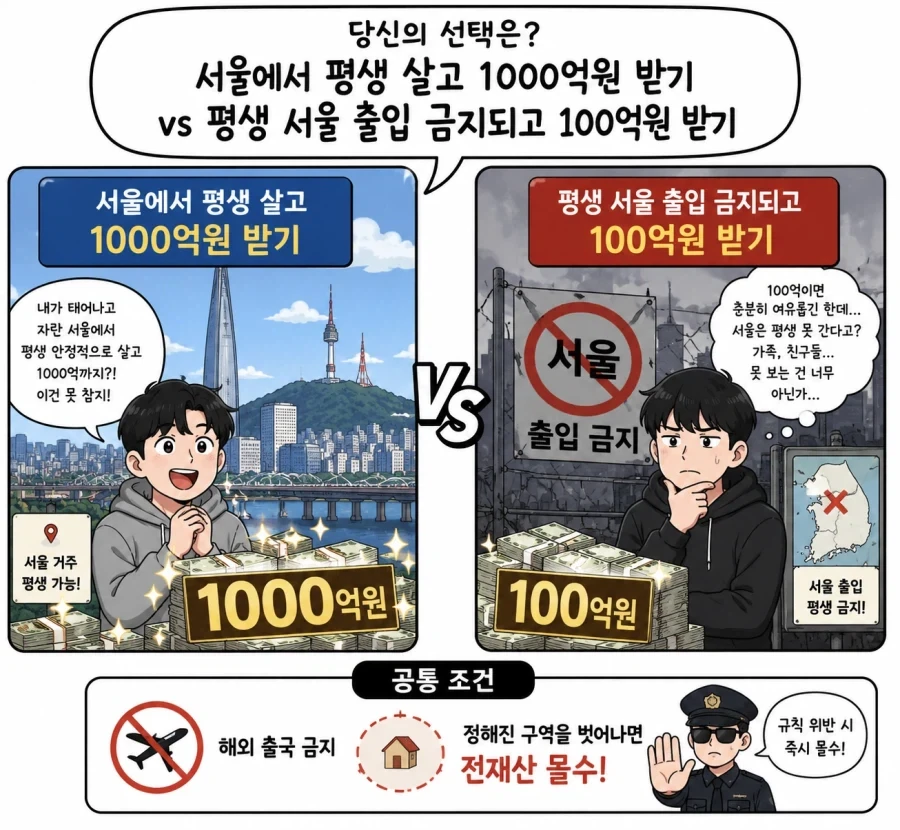 평생 서울에서 살고 1000억원 vs 서울 출입금지 되고 100억원.jpg_2.webp