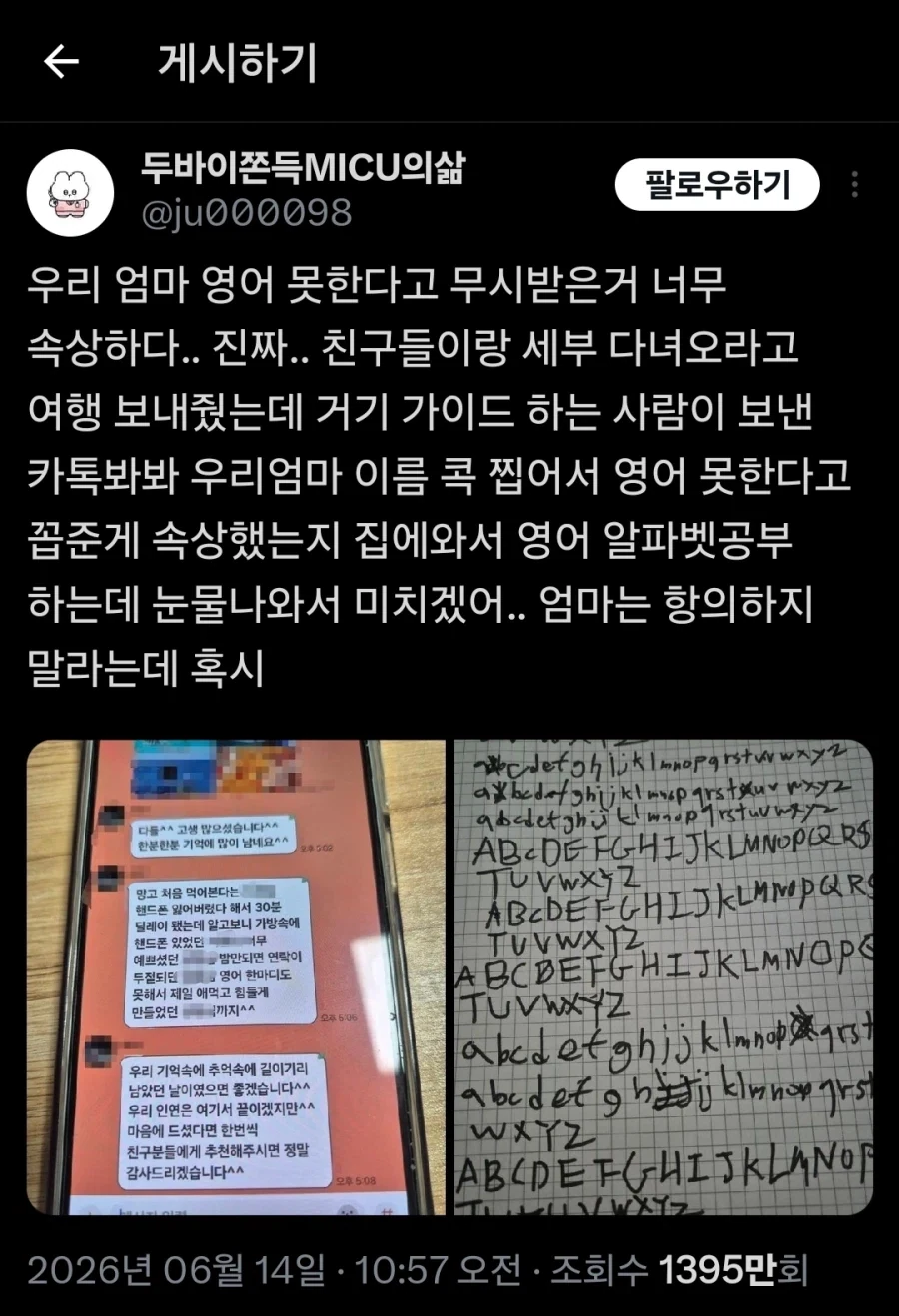 여행 가이드가 영어 못한다고 꼽준 사건_1.webp