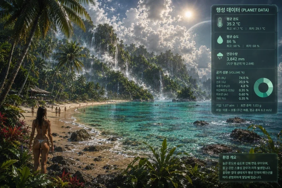 지피티에게 비키니차림 아니면 못버틸 행성의 환경을 계산해보라고 하였다._1.webp