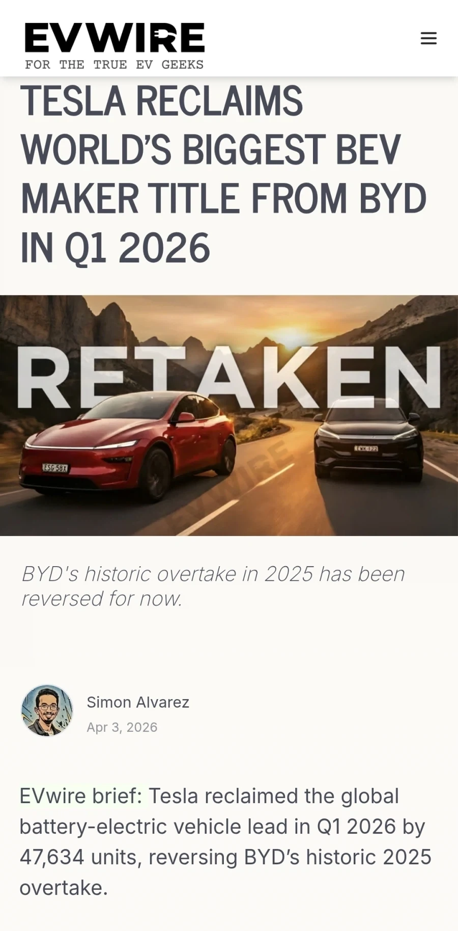 테슬라 순수전기차 BYD 꺾고 1위 재탈환.jpg_1.webp