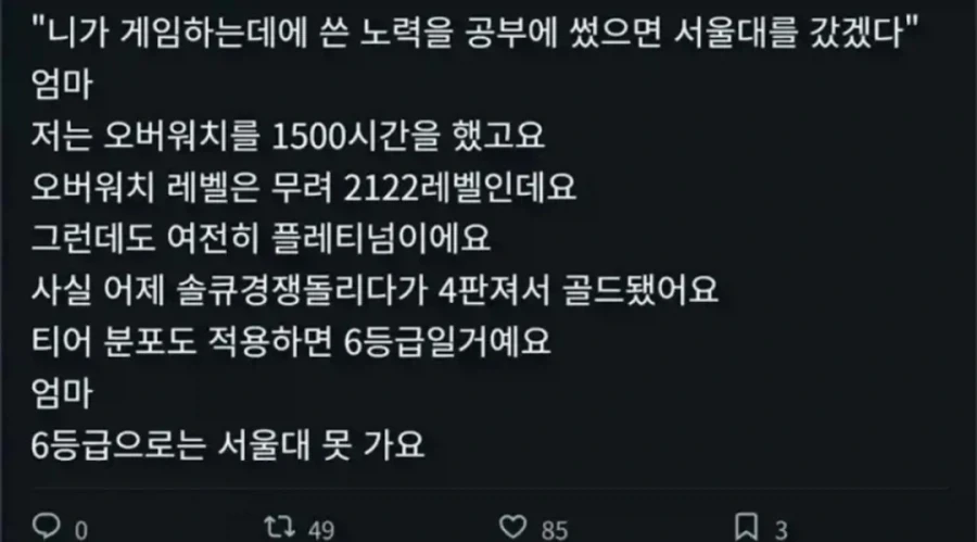 게임하는데에 쓴 노력을 공부에 썼으면 서울대를 갔겠다_1.webp
