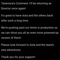 [블랙클로버] TVA 2기 메인 스태프 정보와 감독의 코멘트