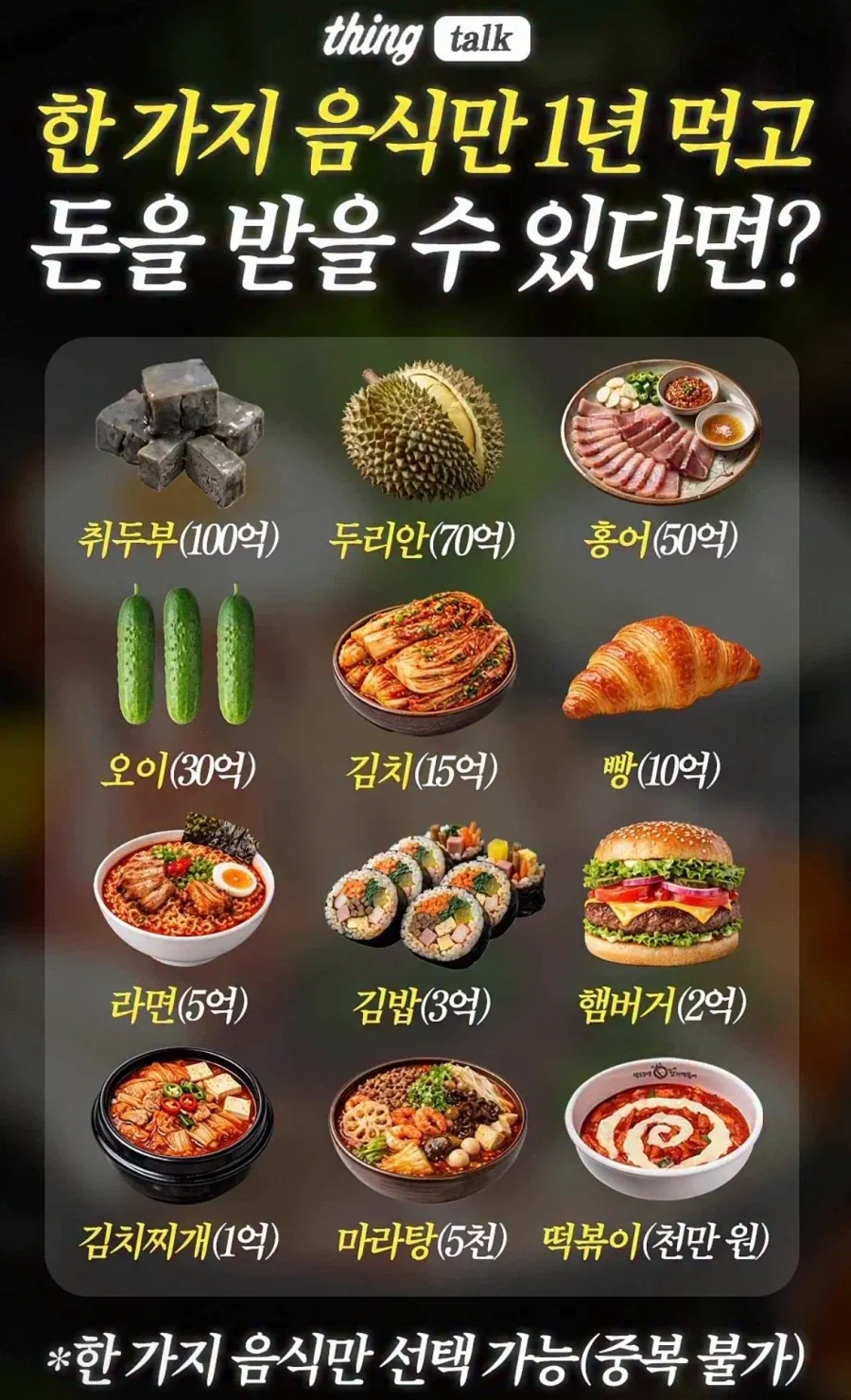 한 가지 음식만 1년 동안 먹고 돈 받기_1.webp