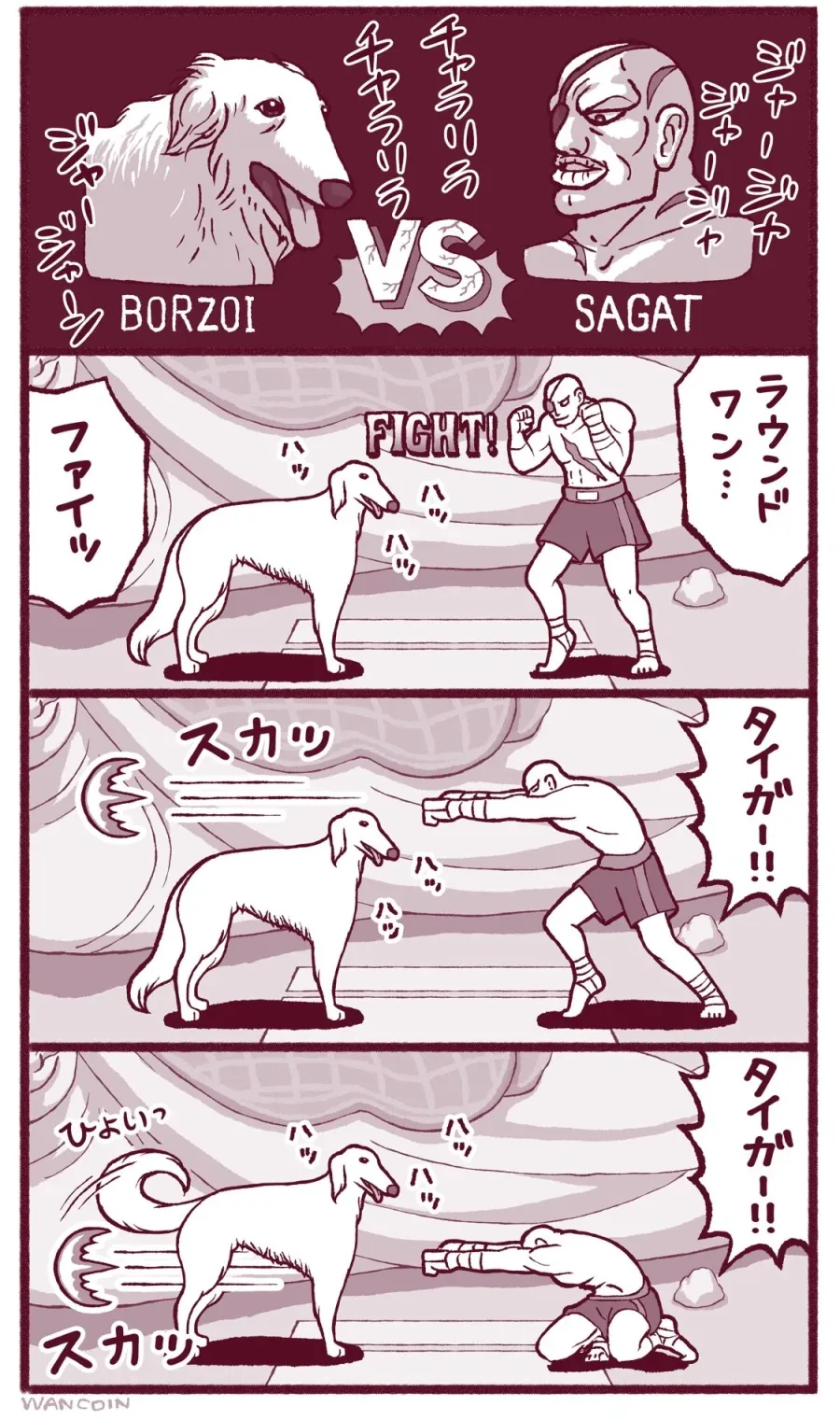 보르조이와 싸우는 사가트.manga_1.webp