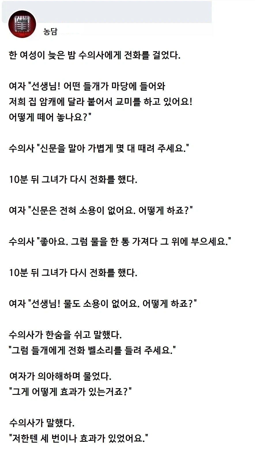 한 여성이 늦은 밤 수의사에게 전화를 걸었다._1.webp
