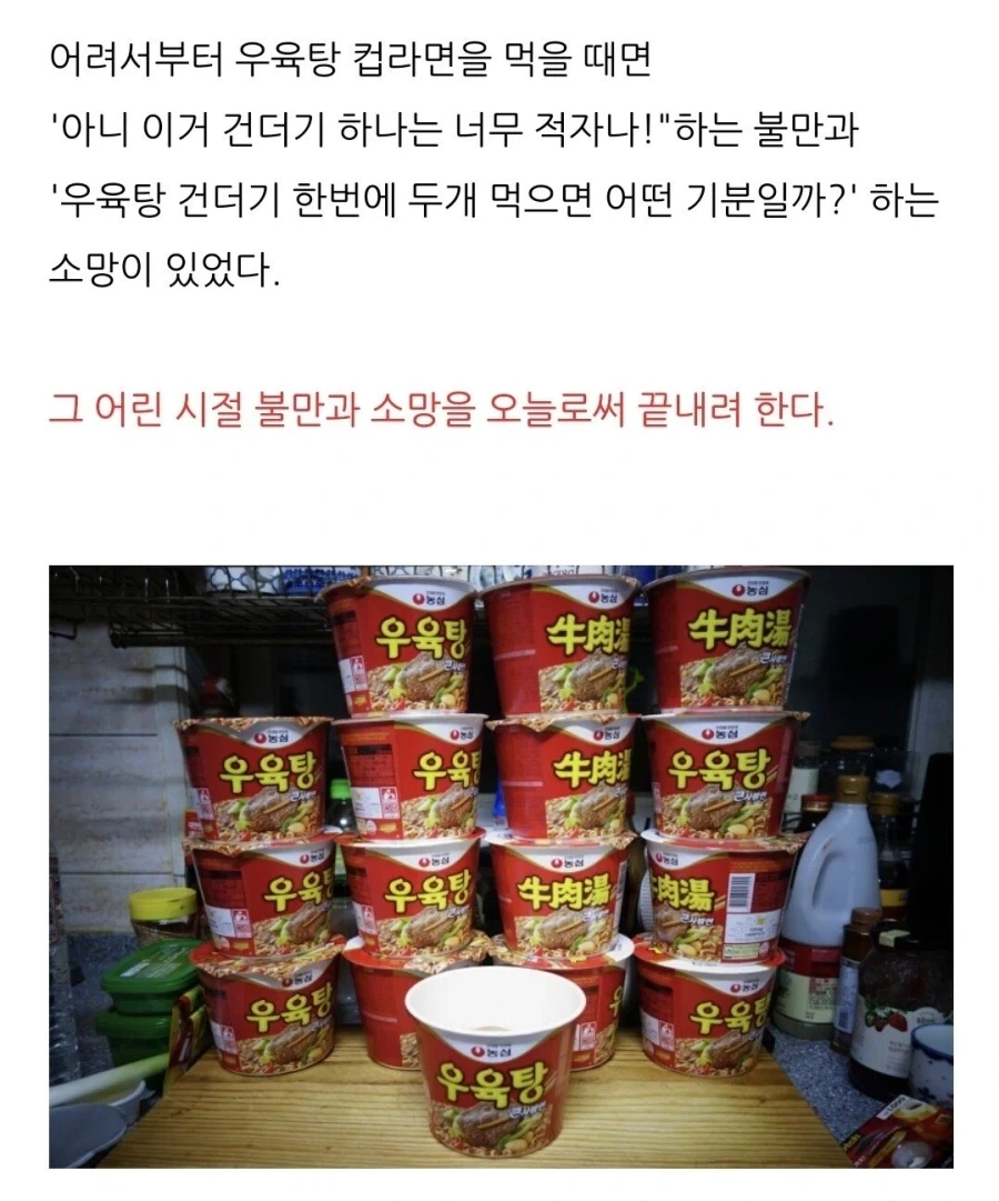 우육탕 컵라면 16개 건더기를 한꺼번에 몰빵해 끓여먹은 사람 후기.jpg_8.webp