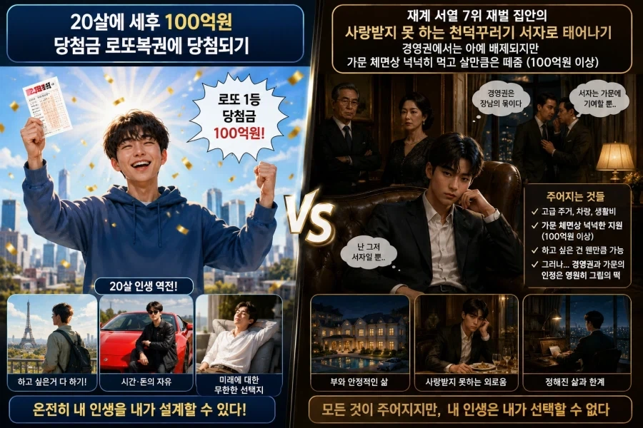 당첨금 100억원 복권 당첨되기 vs 재계 서열 7위 집안에서 태어나기.jpg_1.webp