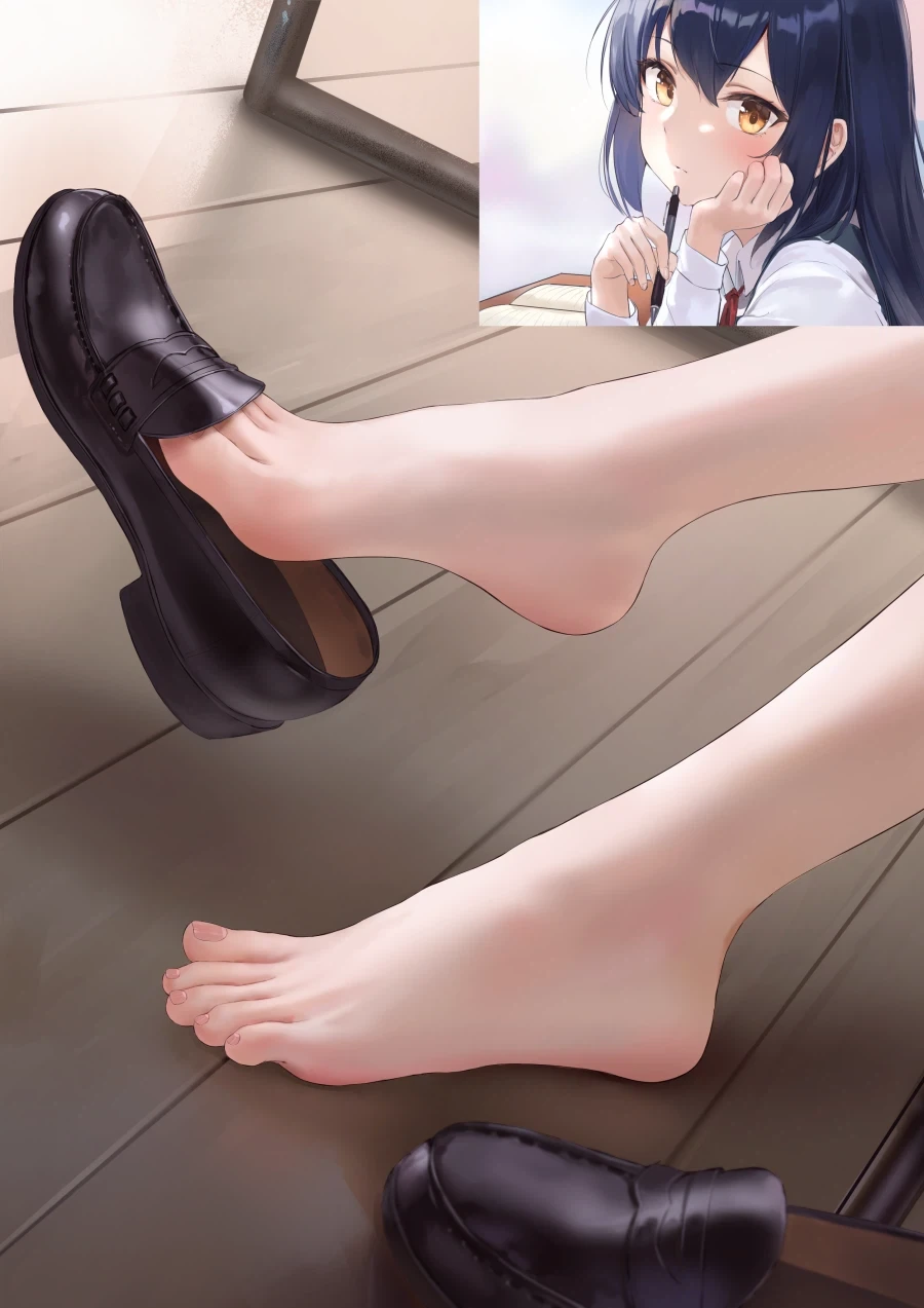 구두를 살짝 걸친 여고생 맨발_1.webp