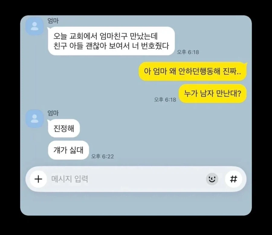 엄마 : 친구아들 괜찮아 보여서 네 번호줬다._1.webp