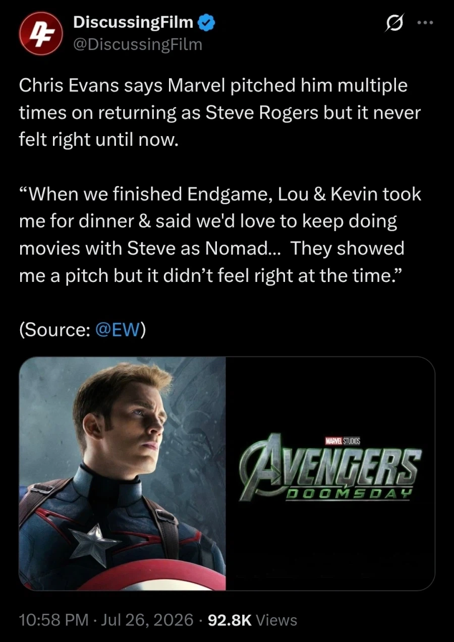 MCU) 크리스 에반스가 밝힌 복귀_1.webp