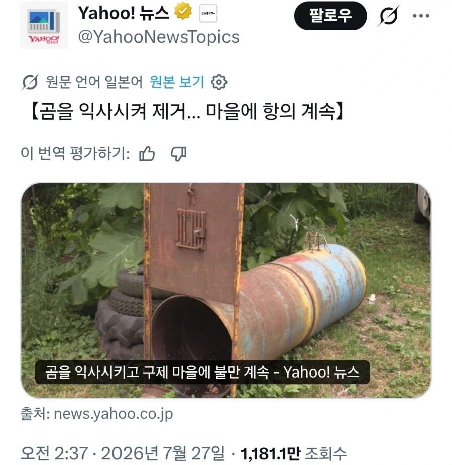 곰 익사 시켰다고 난리난 일본_1.webp