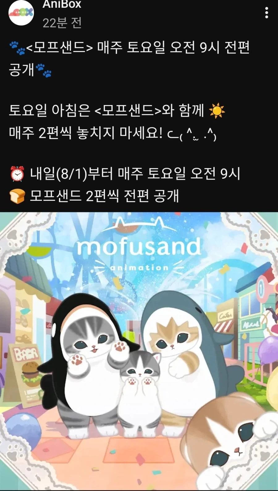 애니박스 유튜브 채널 모프샌드 공개예정_1.webp