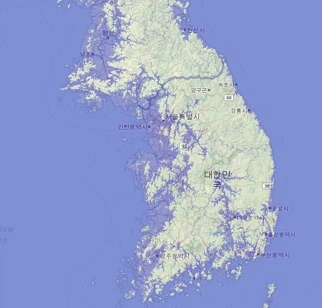 온난화로 해수면 상승 시 한국의 새로운 수도가 될 땅_2.webp