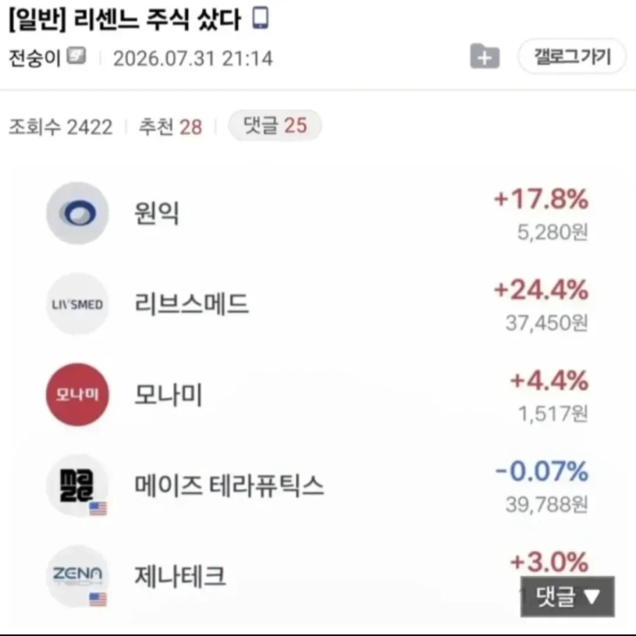 리센느 주식 산 사람_1.webp
