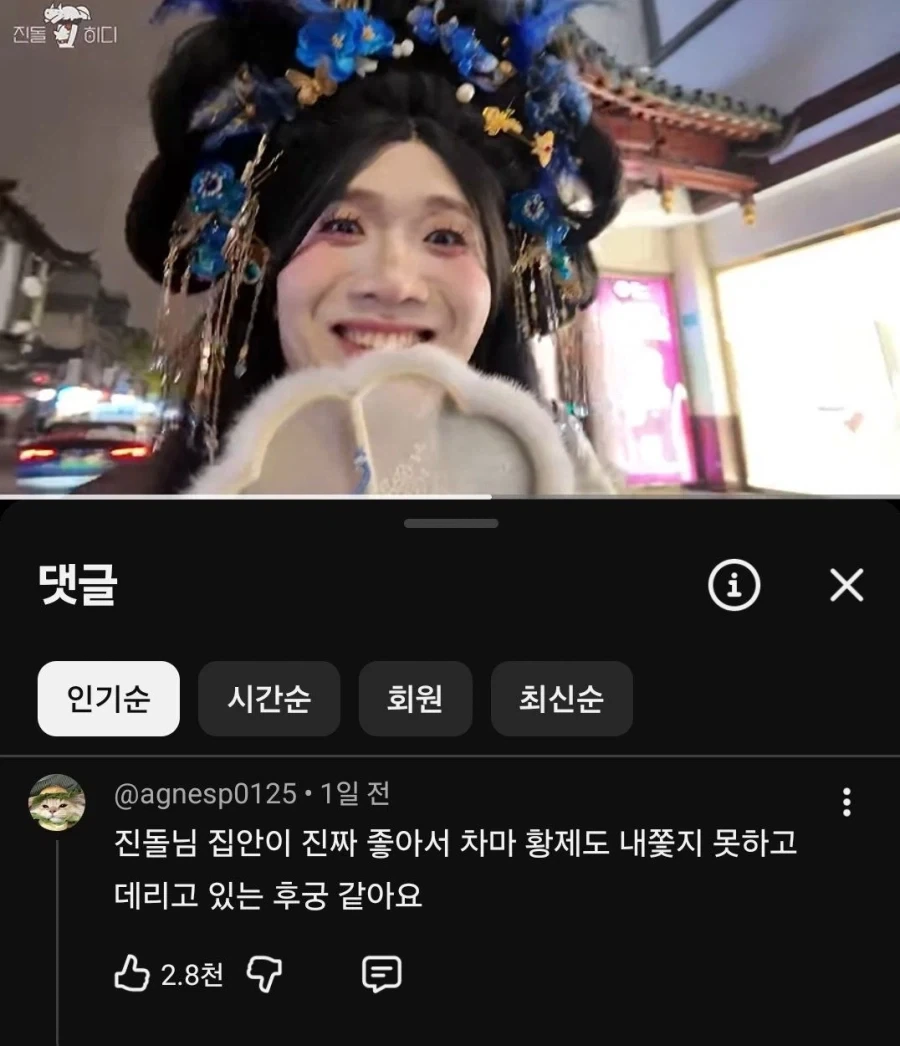 후궁 분장을 한 유튜버 댓글_1.webp