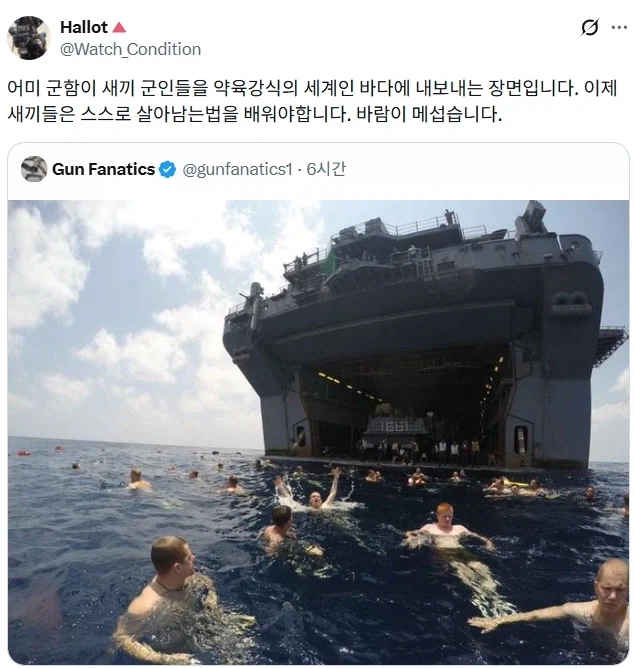 어미 군함이 새끼 군인들을 바다에 내보내고있다.jpg_1.webp