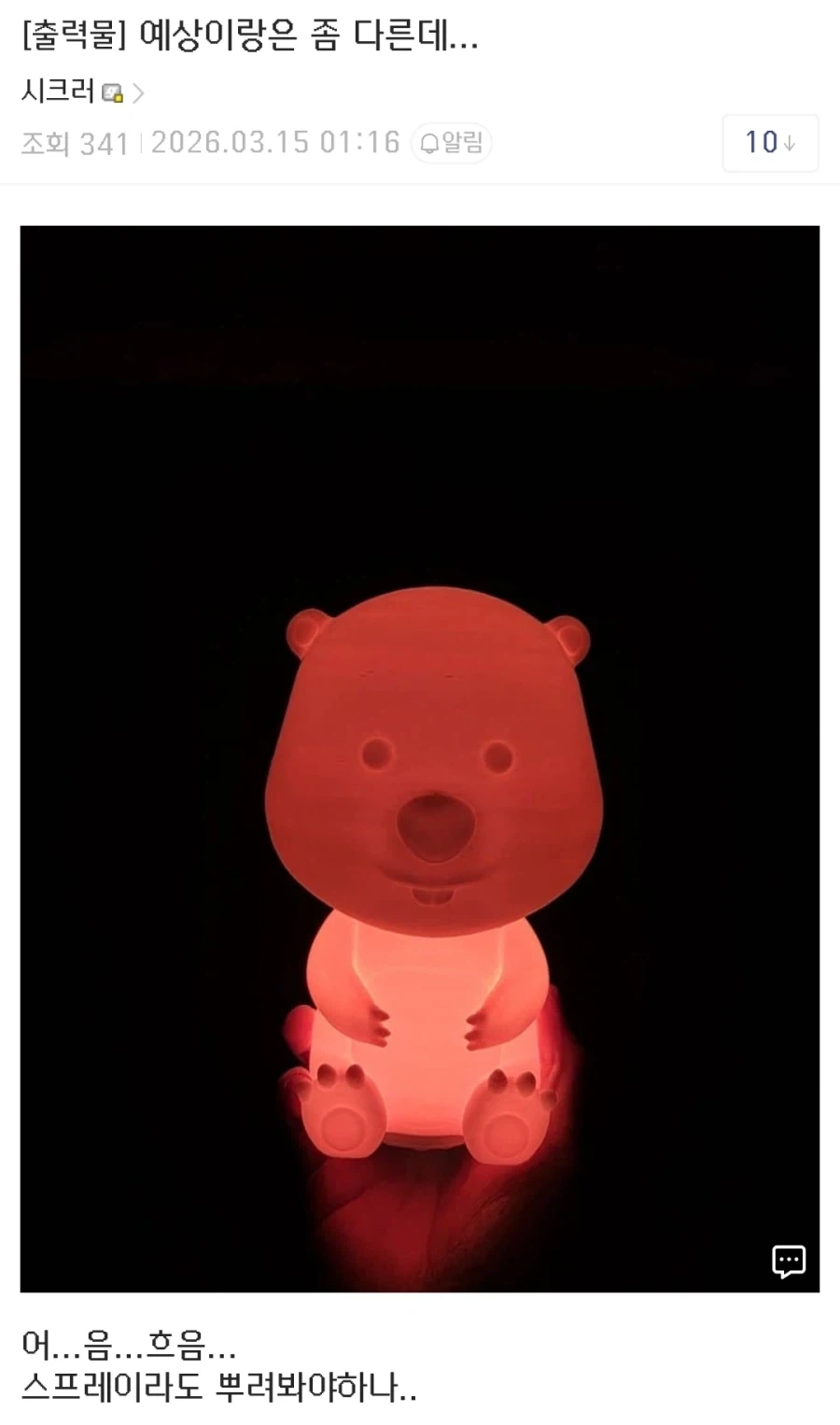 3D 프린터로 잔망루피 무드등을 만들려 했던 사람이 있었습니다._1.webp