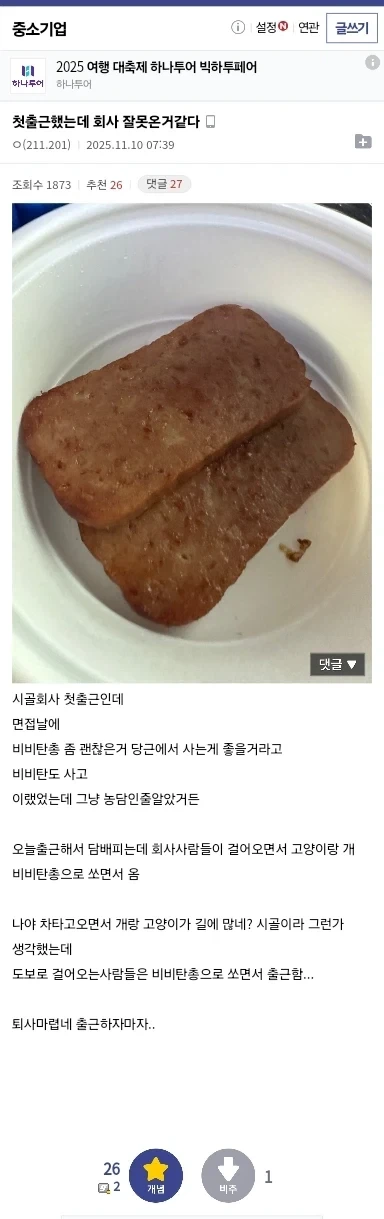 첫출근했는데 회사 잘못온거같다는 디시인_1.webp