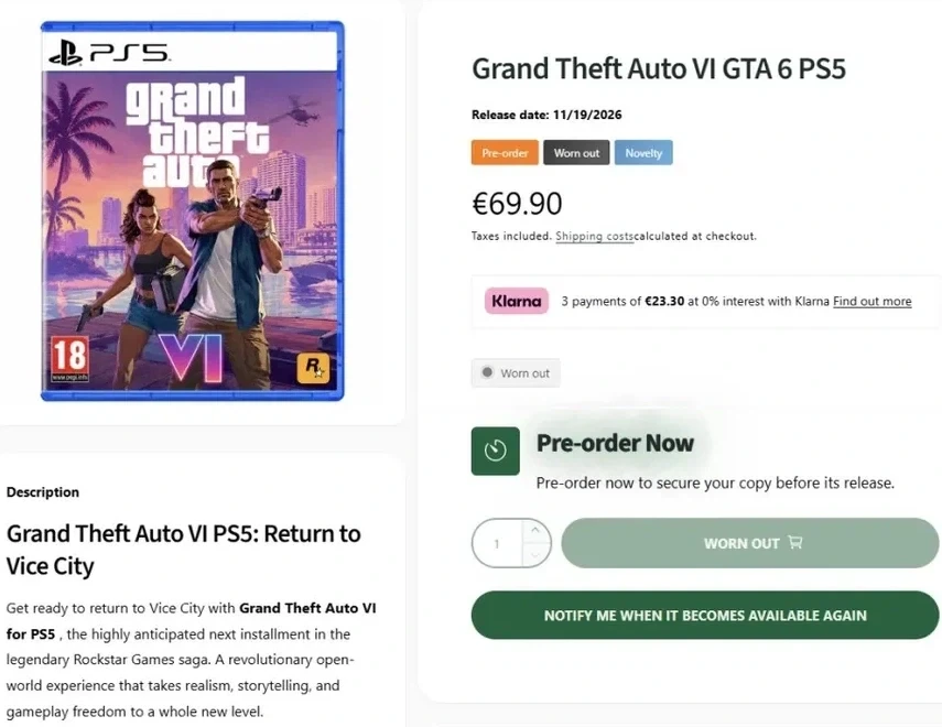[루머]GTA 6, 유럽과 미국 온라인 쇼핑몰에 등장_1.webp