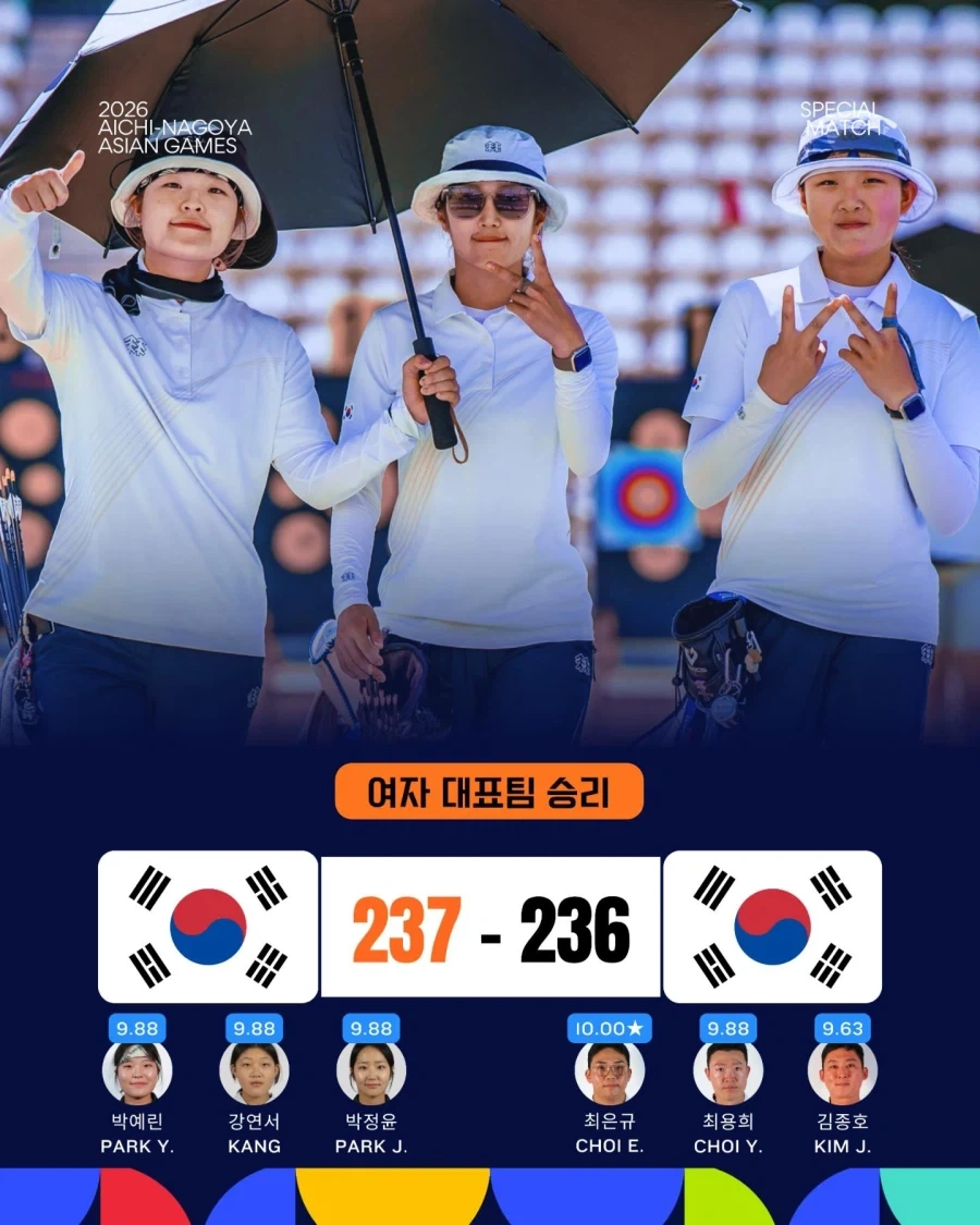 대한민국 양궁 국가대표vs국가대표 여자 양궁 승리!_1.webp