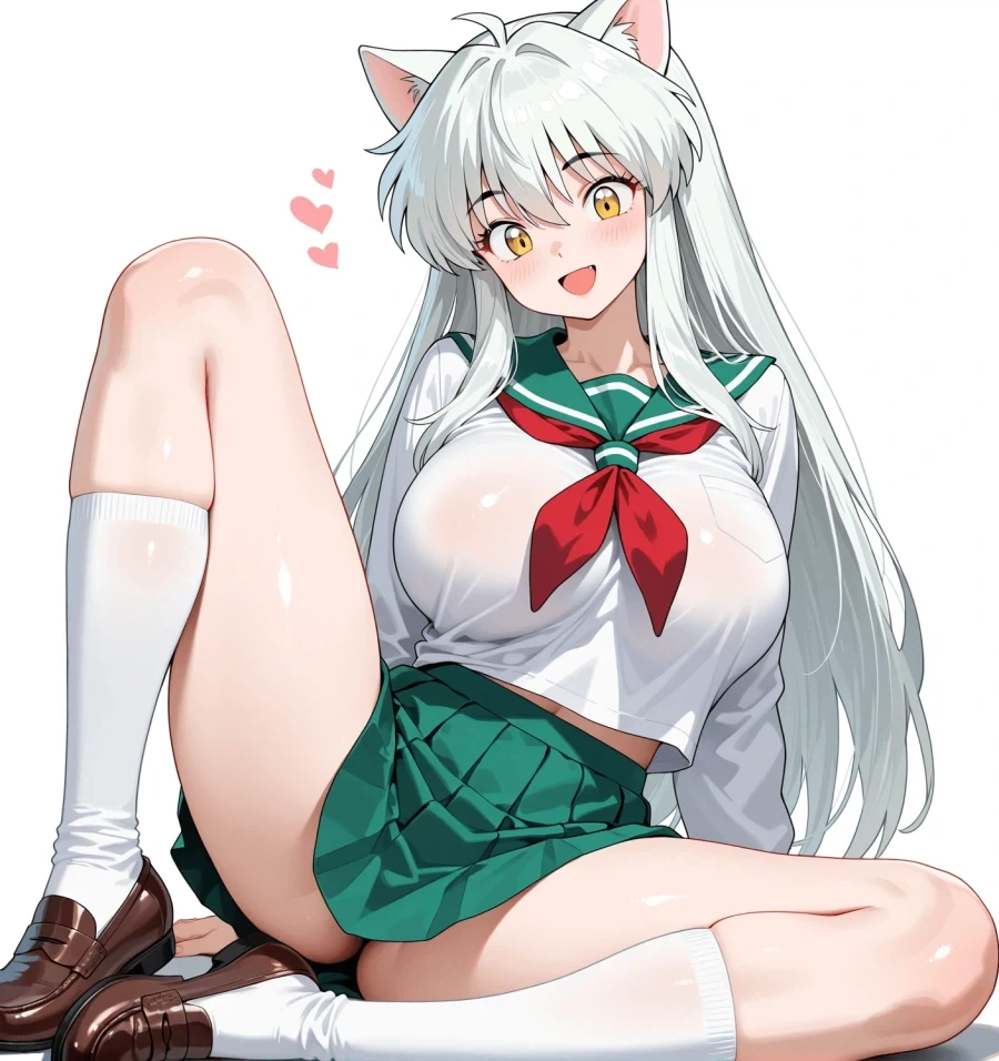 AI) 카고메의 교복을 입고 즐거워하는 TS 이누야샤_1.webp