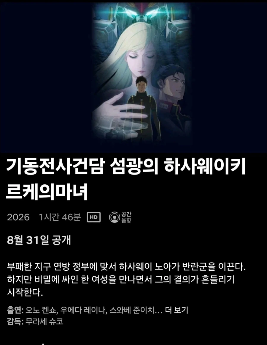 건담 섬광의 하사웨이 키르케의 마녀. 한국 넷플릭스 8월 31일 공개_1.webp