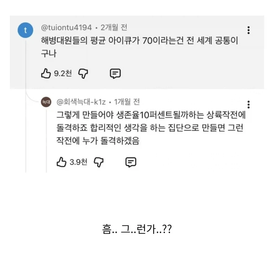 해병대원들의 평균 아이큐가 70이라는건 전 세계 공통이 구나_1.webp