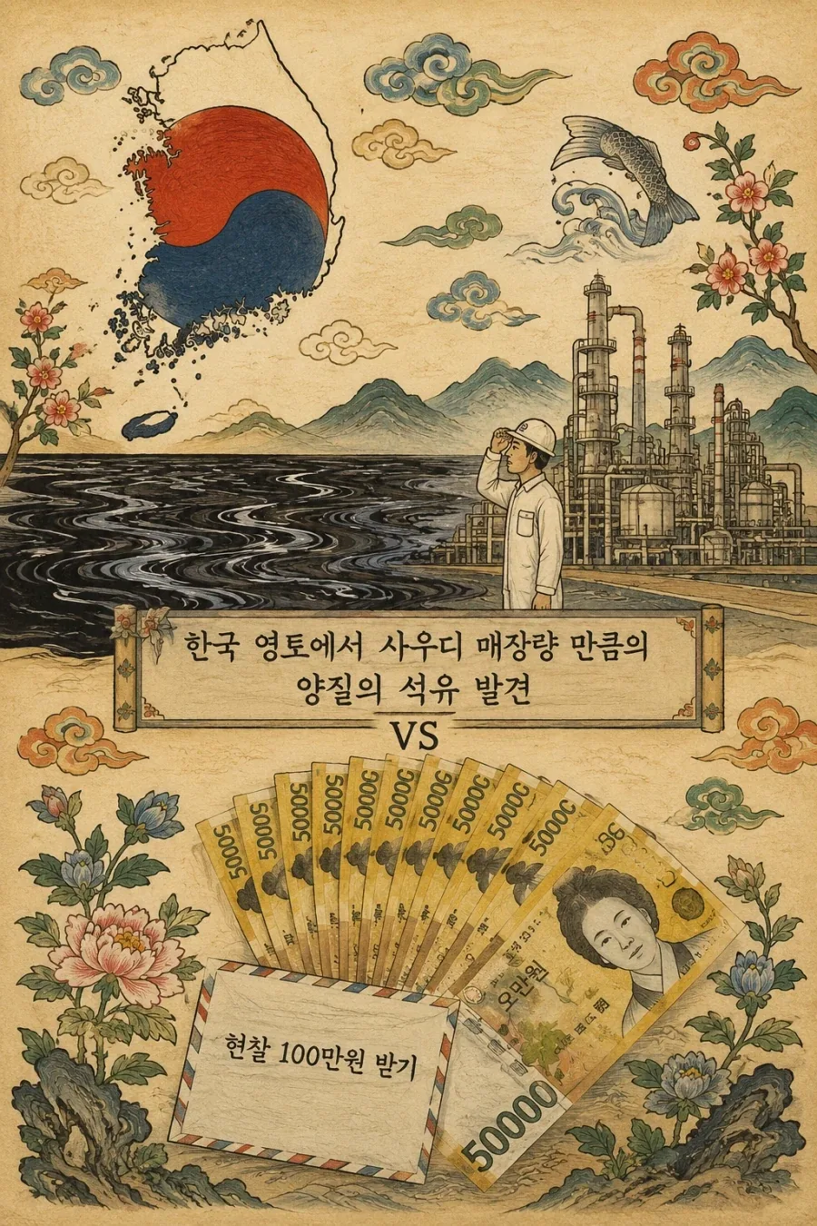 대한민국이 산유국 됨 vs 자기가 공돈 100만원 받음.jpg_1.webp