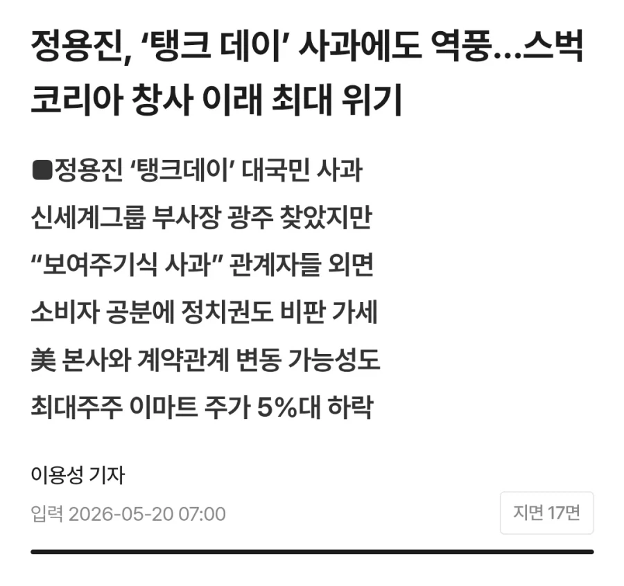 연이은 사과에도 역풍....