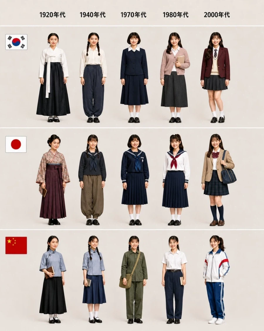 시대별 동북아 교복 변화_1.webp