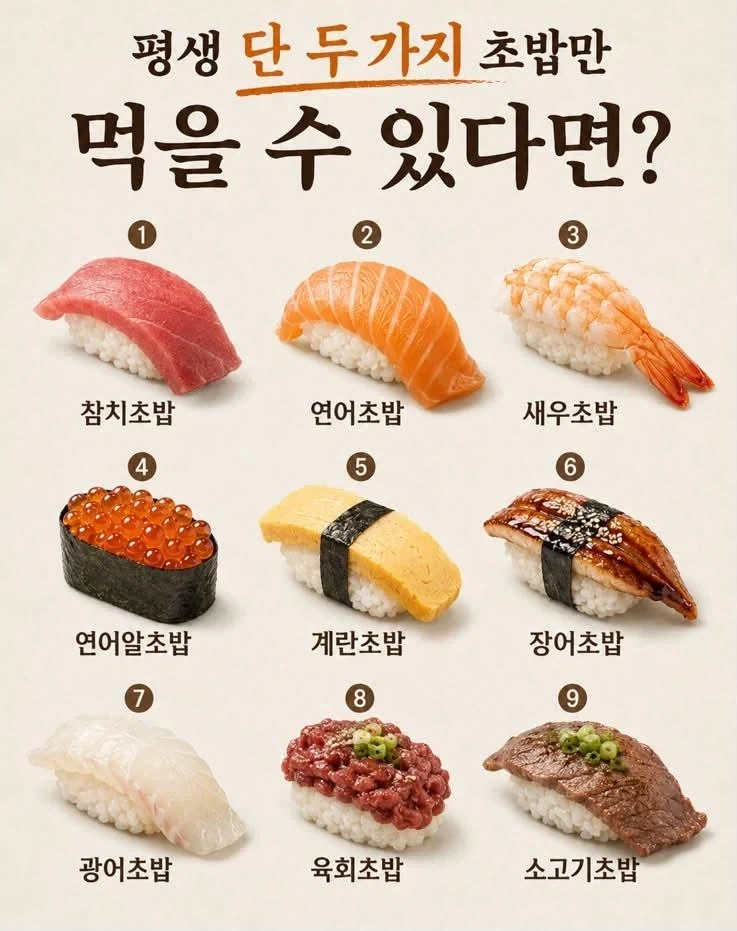 여러분은 초밥 중에서 2가지 종류만 먹을 수 있습니다.jpg_1.webp