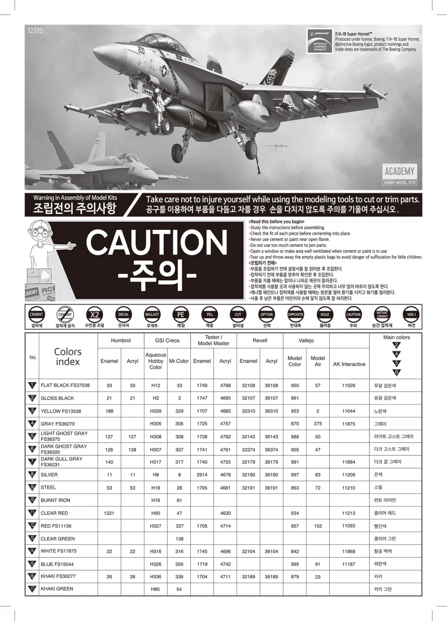 [아카데미 과학] 1/48 F/A-18F 슈퍼 호넷 조립 설명서_1.webp