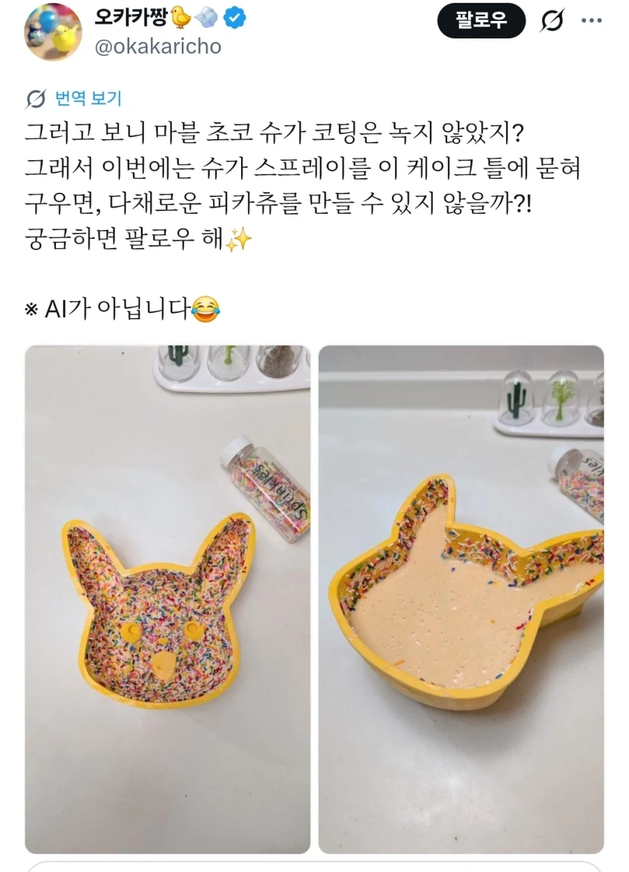 스프링클 초콜릿을 예쁘게 뿌려서 구운 피카츄.JPG_1.webp