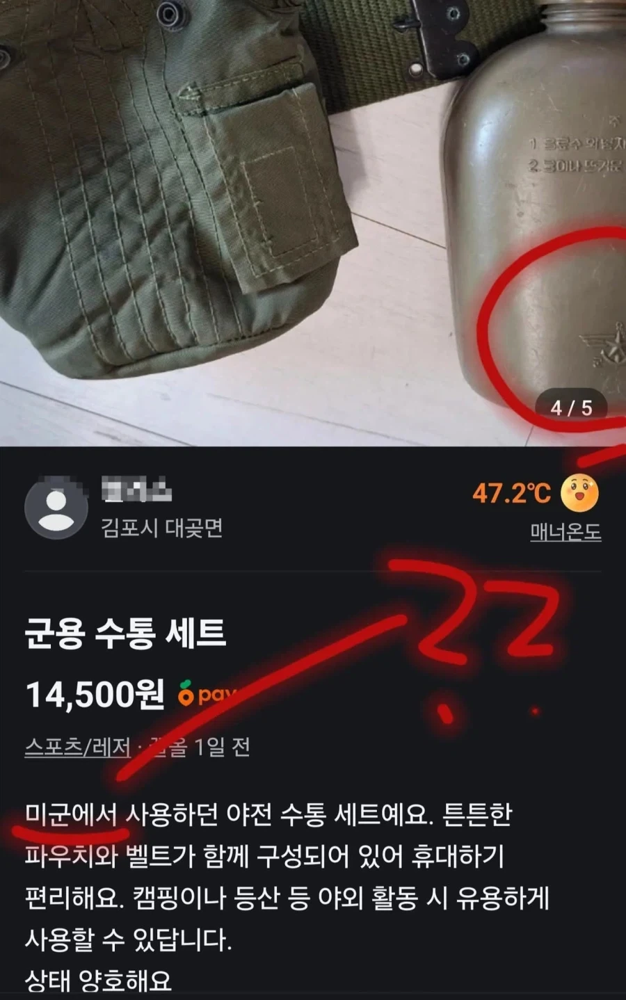 당근: 미군에서 사용했던 수통을 팝니다._1.webp