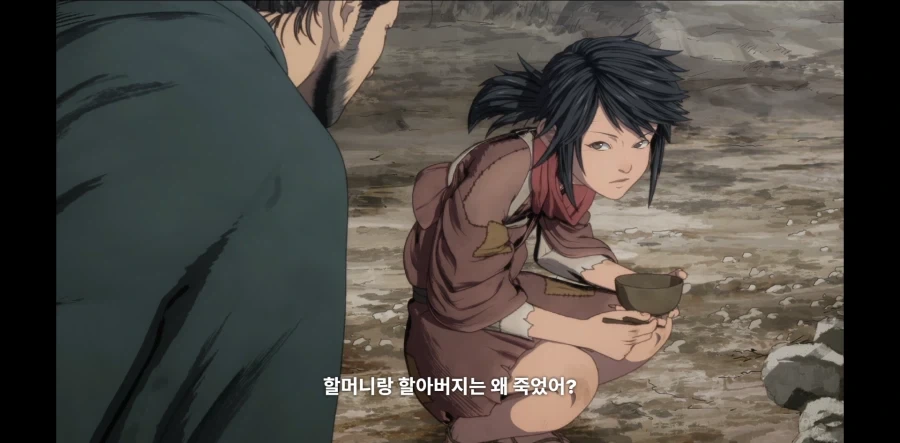 가족을 잃은 아이를 달래주는 무사시_2.webp