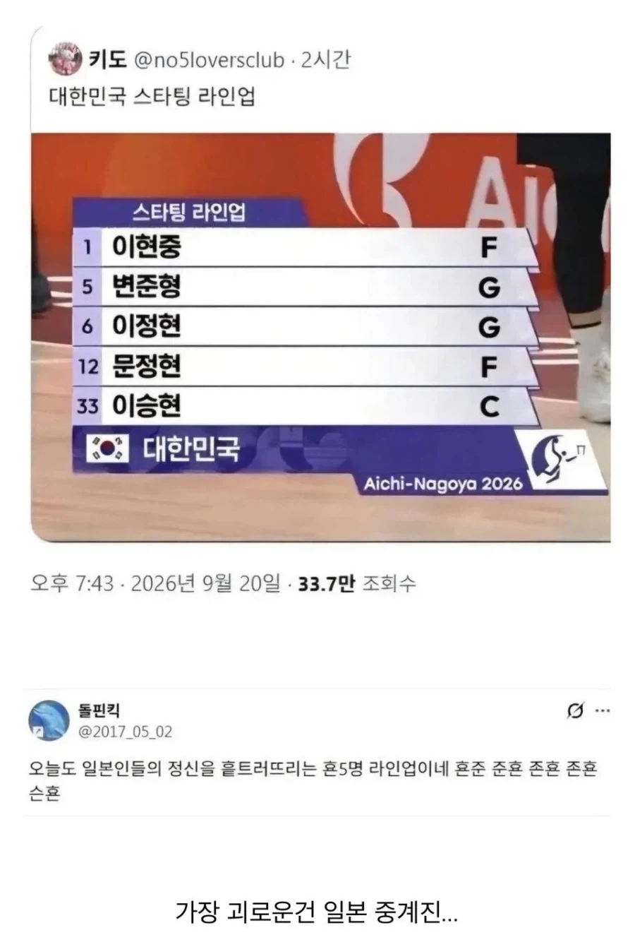 일본 대표팀을 멘붕시키는 라인업_1.webp