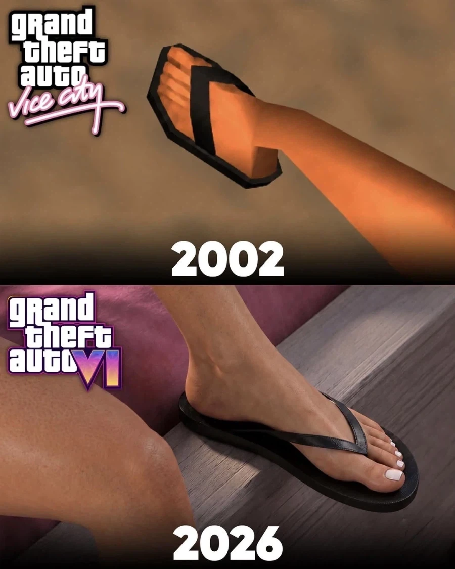 GTA) 샌들 신은 발 하나로 알 수 있는 24년간의 그래픽 진화_1.webp