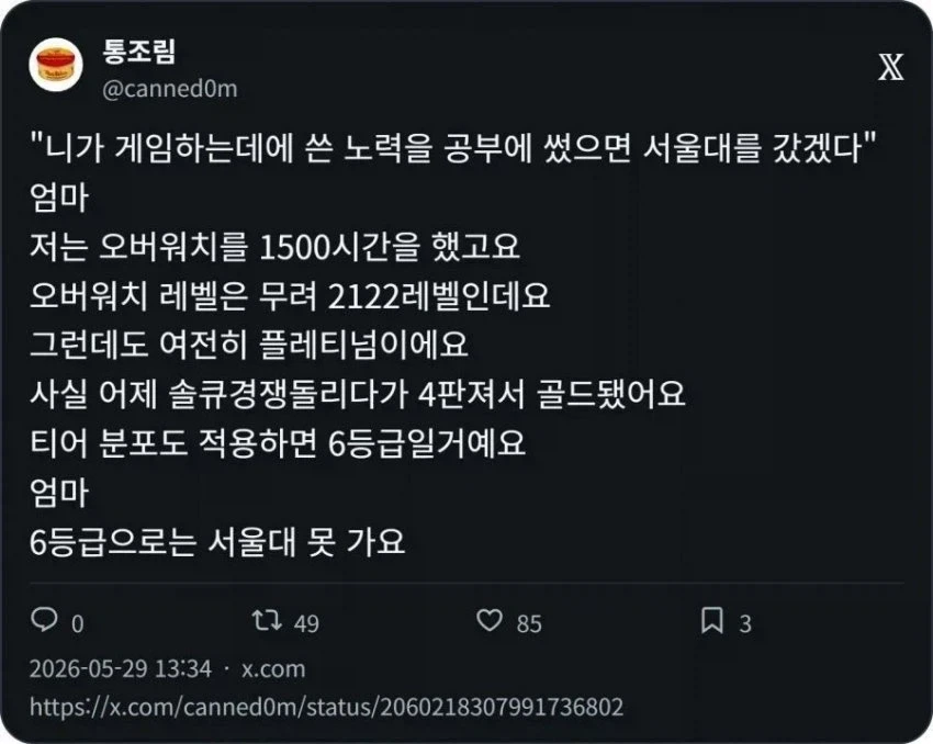 ??? : 게임할 노력으로 공부했으면 서울대 갔겠다_1.webp