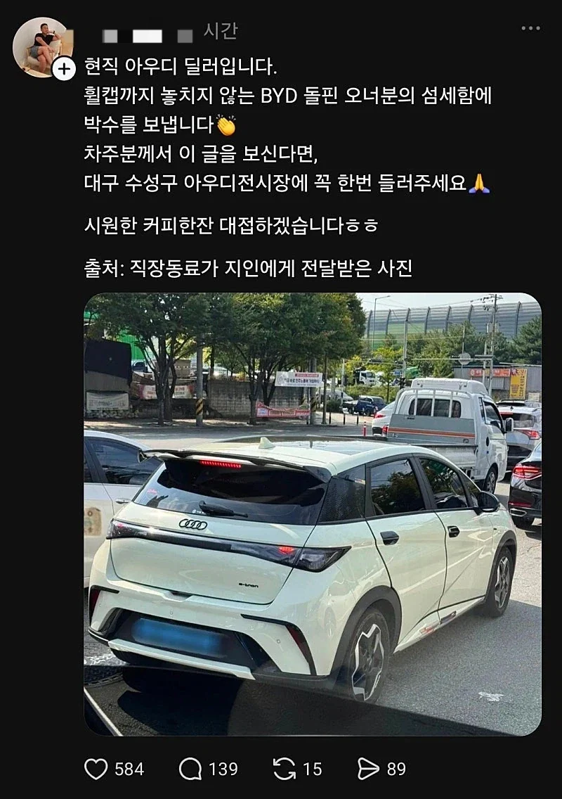 Byd 아우디 엠블렘 튜닝 차량을 본 현직 아우디 딜러_4.webp