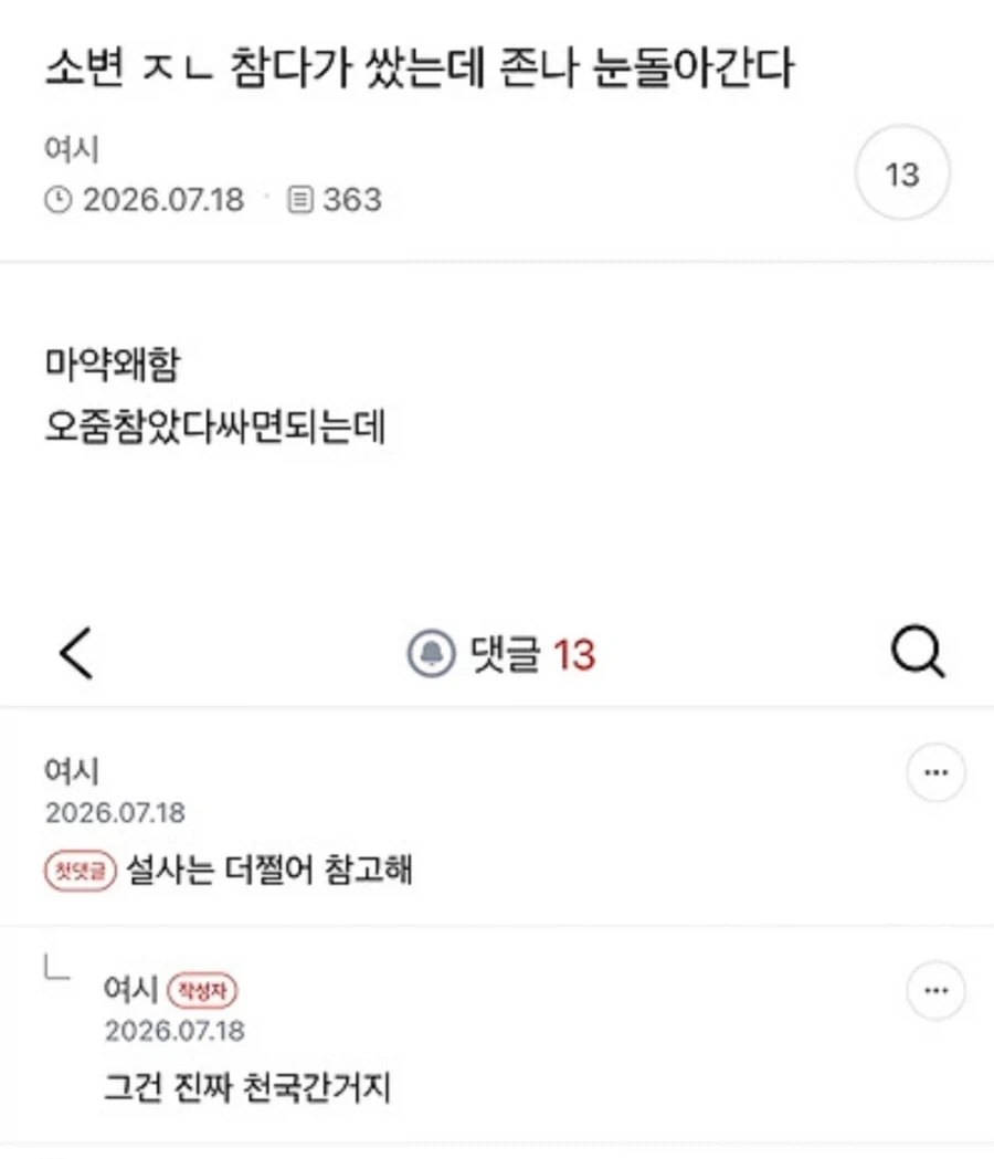 소변 ㅈㄴ 참다가 샀는데 존나 눈돌아간다._1.webp