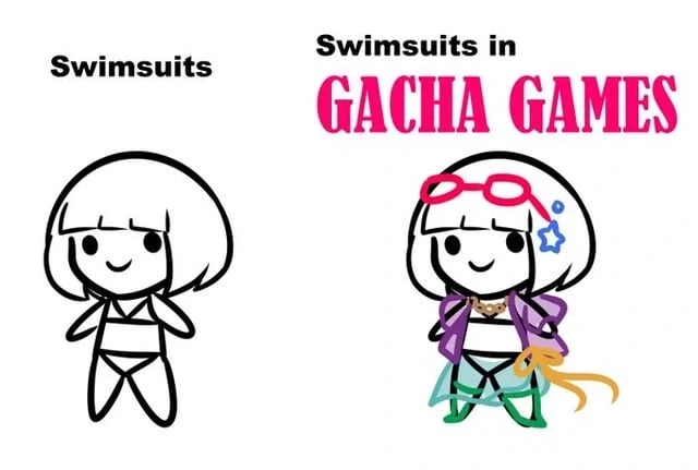 수영복 vs 가챠게임의 수영복_1.webp