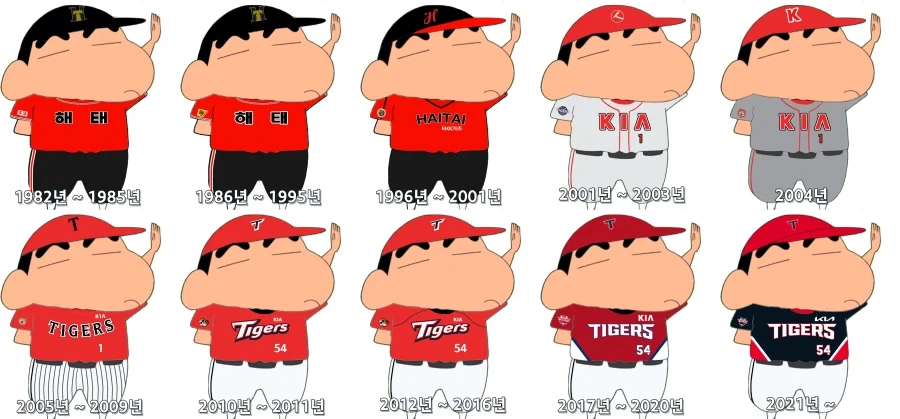 창작) 짱구로 보는 역대 타이거즈 홈 유니폼 변천사_2.webp